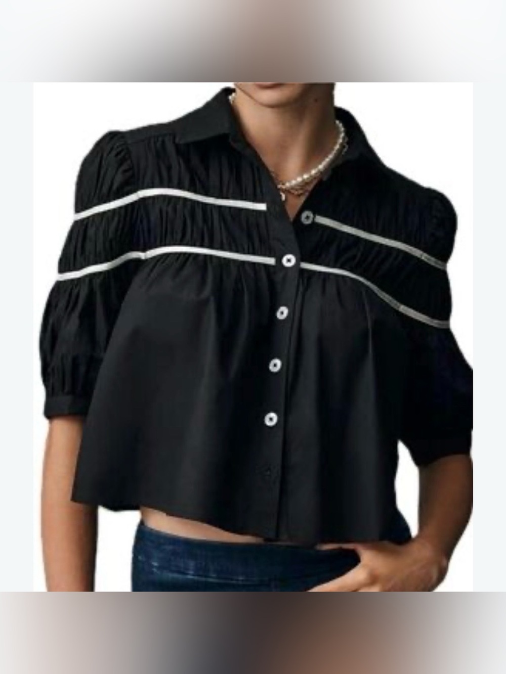 Maeve for Anthropologie The Leandra Shirred Yoke Blouse - Picture 9 of 11